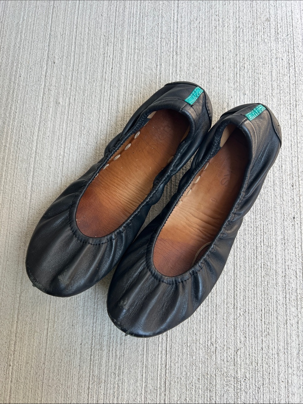 Tieks Black Foldable Leather Ballet Flats Size 6